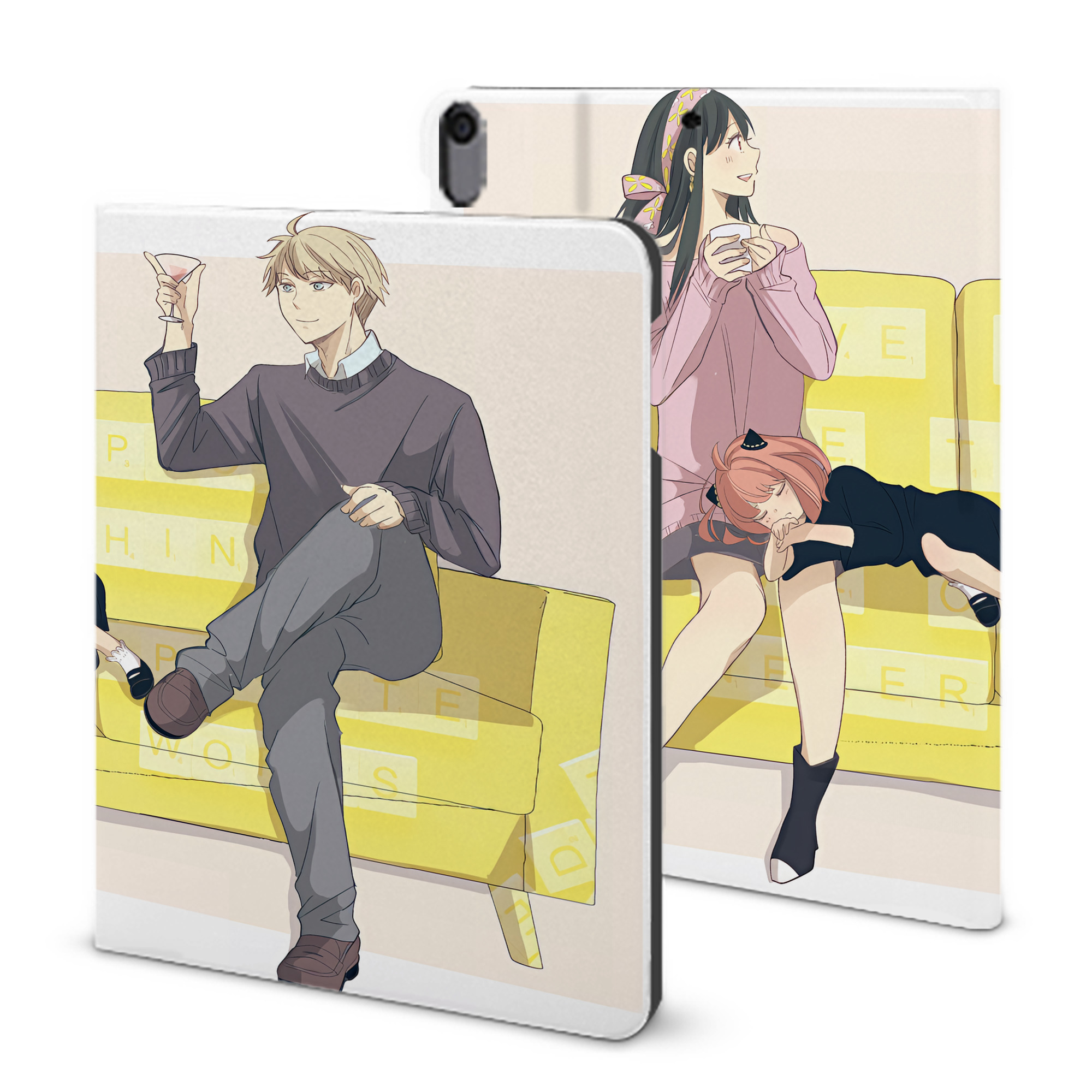 （画像用） SPY×FAMILY间谍家家酒 IPad ケース ブック型 PUレザー TPU 耐衝撃 軽量 薄型 ペン収納なし 全面保護 IPad 各モデル対応